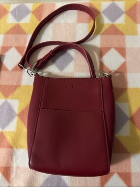 CLUCI Burgundy Leather Crossbody Bag